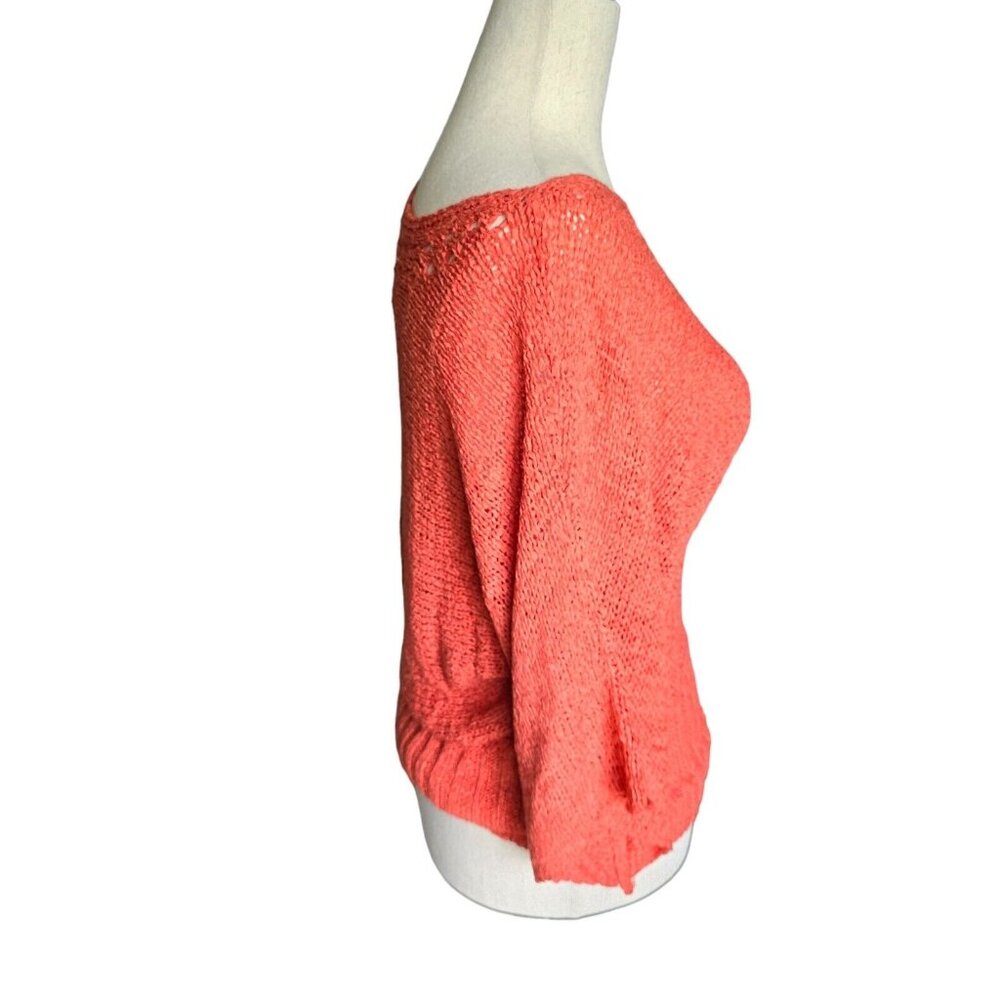 Valerie Bertinelli Sweater Womens Small Coral Stretch Kimono Sleeve Crochet Boho - Picture 4 of 16